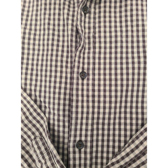 Banana Republic Mens Size L Brown Check Button Down Shirt Long Sleeve - Picture 3 of 9